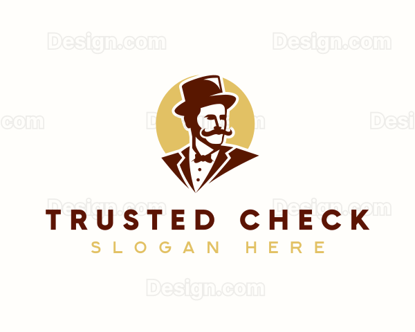 Mustache Gentleman Hat Logo