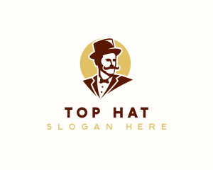 Mustache Gentleman Hat logo design