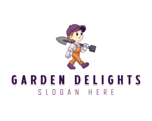 Shovel Farming Gardener logo design