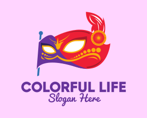 Colorful Festive Flag Mask logo design