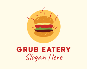 Hot Burger Sandwich logo design