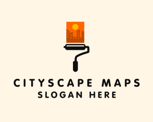 Cityscape Paint Roller logo design