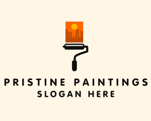 Cityscape Paint Roller logo design