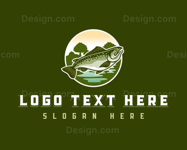 Trout Fish Seafood Logo