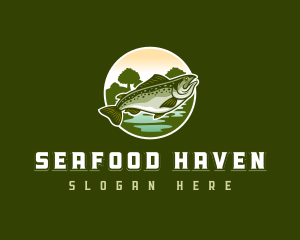 Trout Fish Seafood logo design