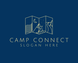 Mountain Camping Map  logo design