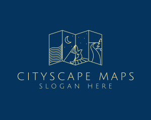 Mountain Camping Map  logo design