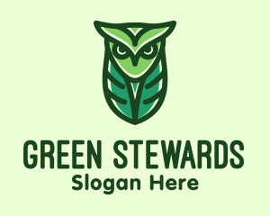 Green Owl Minimalist logo design