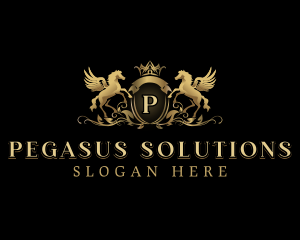 Premium Crown Pegasus logo design