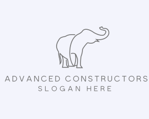 Gray Minimalist Elephant  logo design