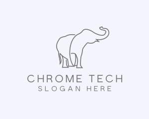 Gray Minimalist Elephant  logo design