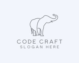 Gray Minimalist Elephant  logo design