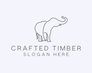 Gray Minimalist Elephant  logo design