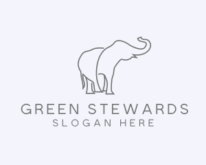 Gray Minimalist Elephant  logo design