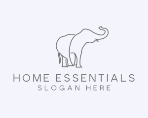 Gray Minimalist Elephant  logo design