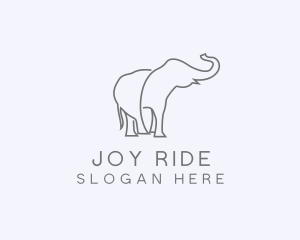 Gray Minimalist Elephant  logo design