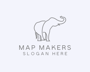 Gray Minimalist Elephant  logo design