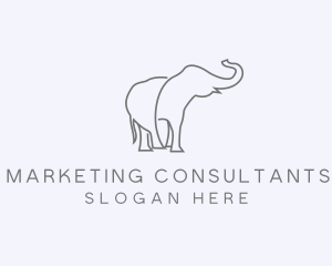 Gray Minimalist Elephant  logo design