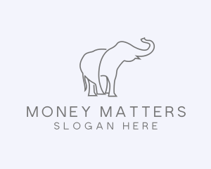 Gray Minimalist Elephant  logo design