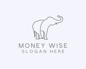 Gray Minimalist Elephant  logo design