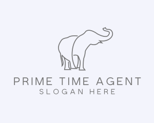 Gray Minimalist Elephant  logo design