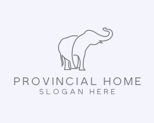 Gray Minimalist Elephant  logo design