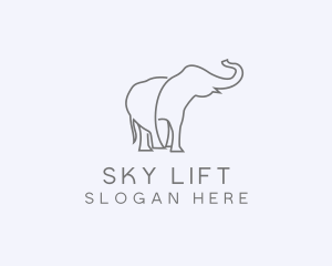 Gray Minimalist Elephant  logo design