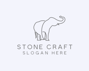 Gray Minimalist Elephant  logo design