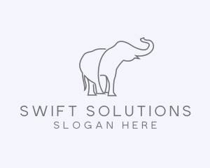 Gray Minimalist Elephant  logo design