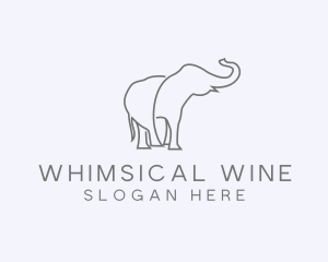 Gray Minimalist Elephant  logo design