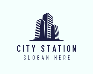 Blue Real Estate City logo design