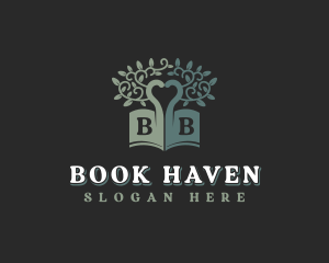 Tree Book Heart logo design