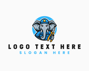 Elephant Electrician Repair Logo