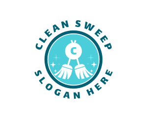 Broom Cleaning Sanitation Janitorial logo design