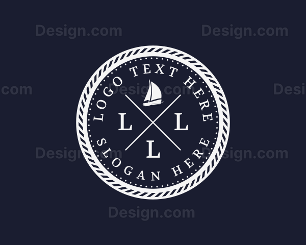 Hipster Nautical Navy Sailboat Logo