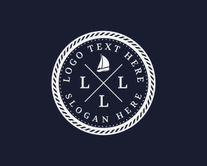 Hipster Nautical Navy Sailboat logo