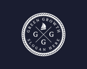 Hipster Nautical Navy Sailboat Logo