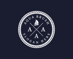 Hipster Nautical Navy Sailboat logo design