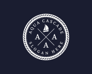 Hipster Nautical Navy Sailboat logo design