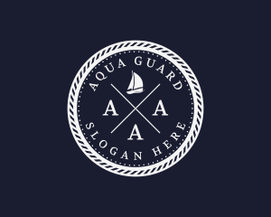 Hipster Nautical Navy Sailboat logo design