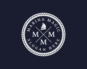 Hipster Nautical Navy Sailboat logo design