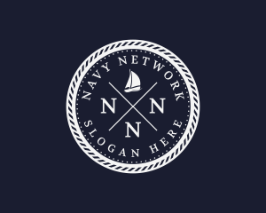 Hipster Nautical Navy Sailboat logo