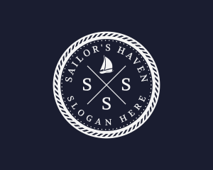 Hipster Nautical Navy Sailboat logo design