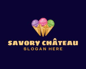 Gelato Ice Cream Dessert logo design