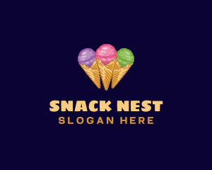 Gelato Ice Cream Dessert logo design