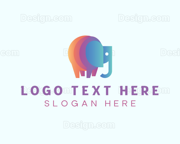 Multicolor Elephant Wildlife Logo