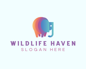 Multicolor Elephant Wildlife logo design