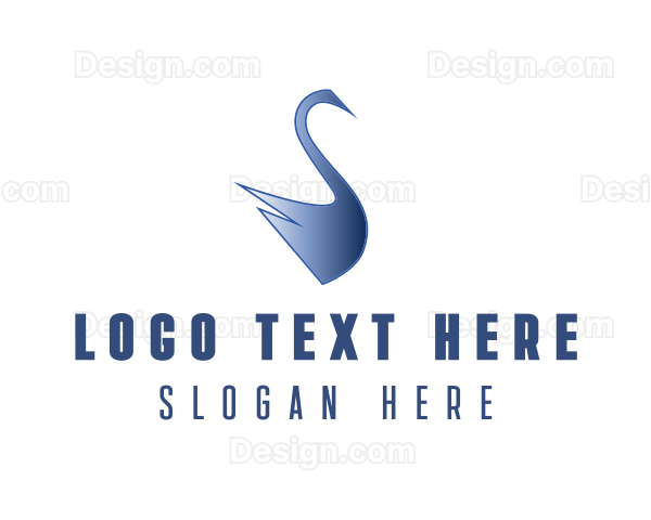 Blue Swan Bird Logo