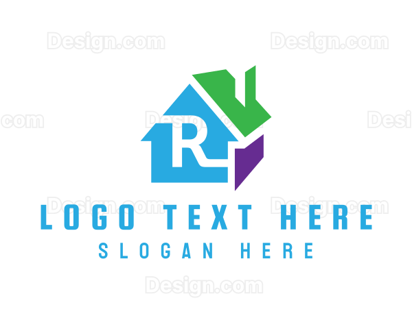 Colorful 3D House R Logo