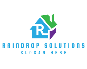 Colorful 3D House R logo design